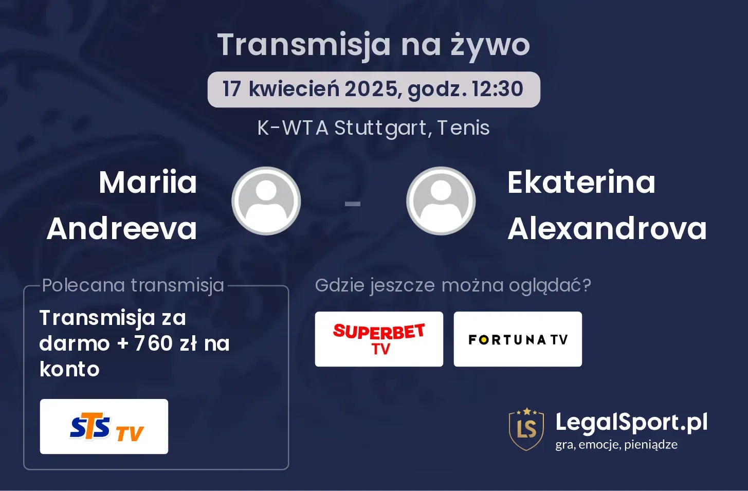Mariia Andreeva - Ekaterina Alexandrova transmisja na żywo