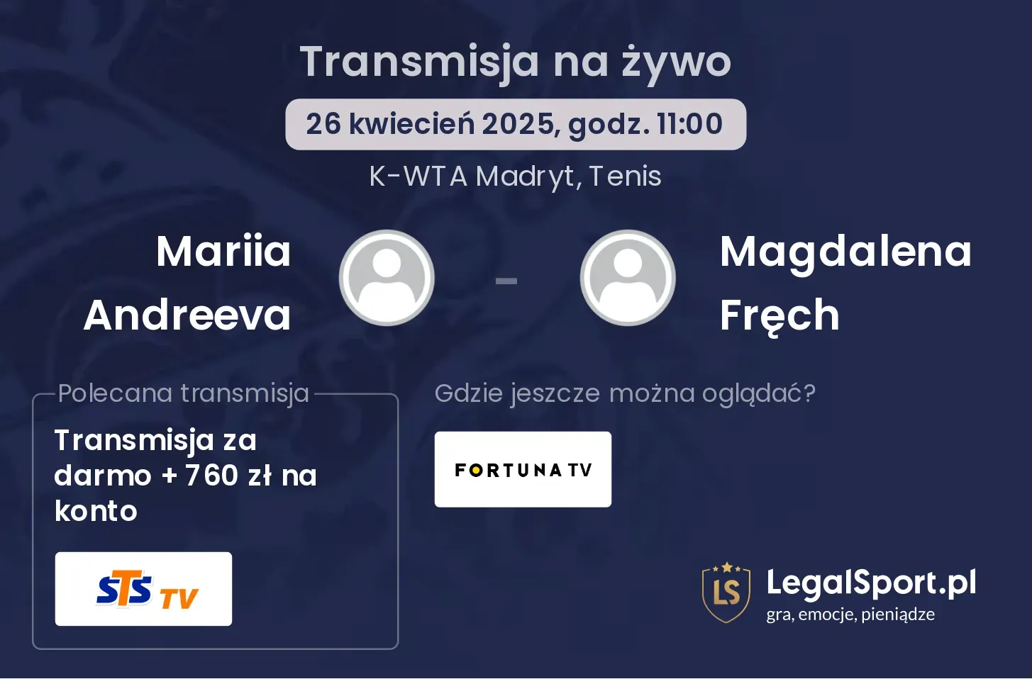 Mariia Andreeva - Magdalena Fręch gdzie oglądać transmisję?