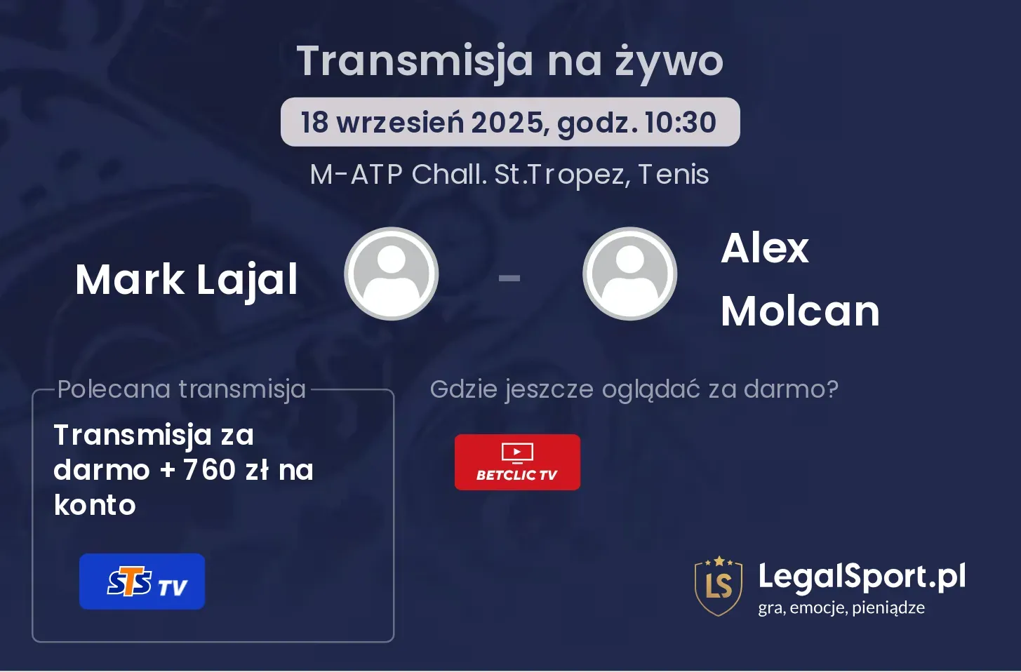 Mark Lajal - Alex Molcan transmisja na żywo