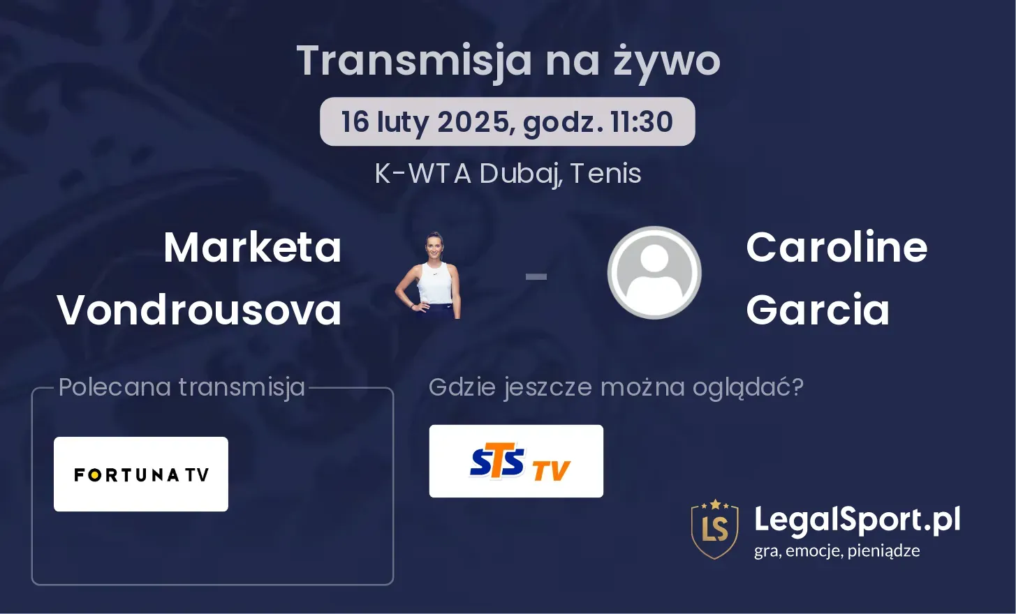 Marketa Vondrousova - Caroline Garcia gdzie oglądać?