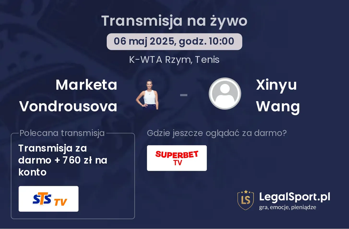 Marketa Vondrousova - Xinyu Wang transmisja na żywo