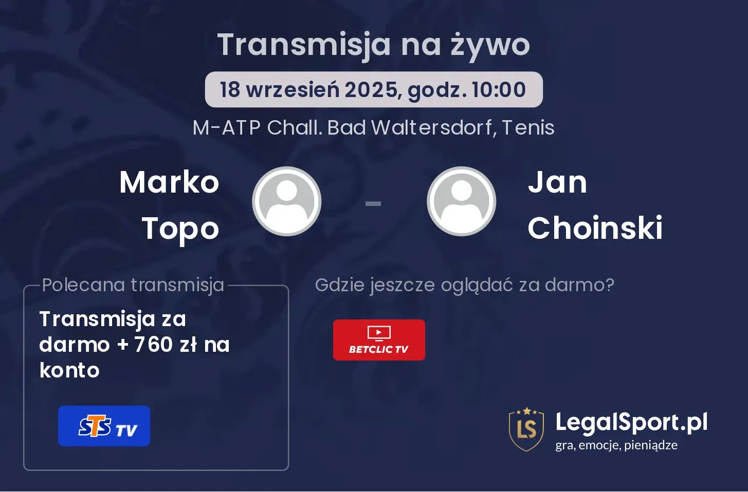 Marko Topo - Jan Choinski transmisja na żywo