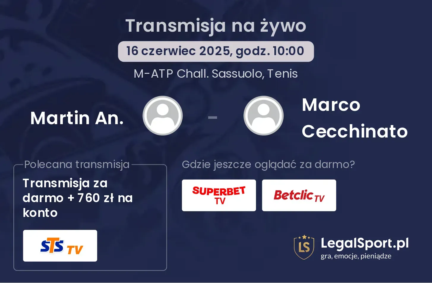 Martin An. - Marco Cecchinato transmisja na żywo