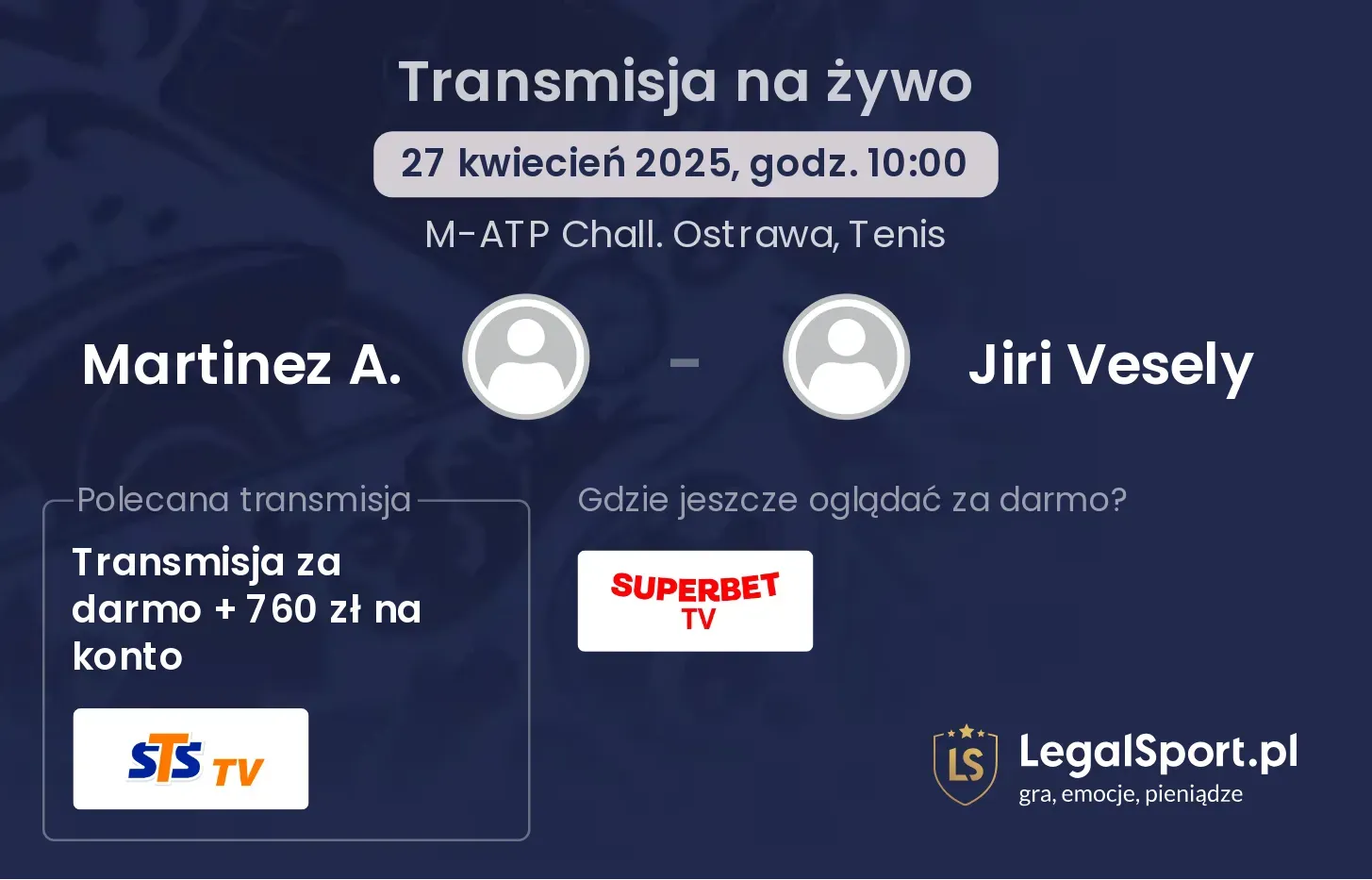 Martinez A. - Jiri Vesely gdzie oglądać transmisję?