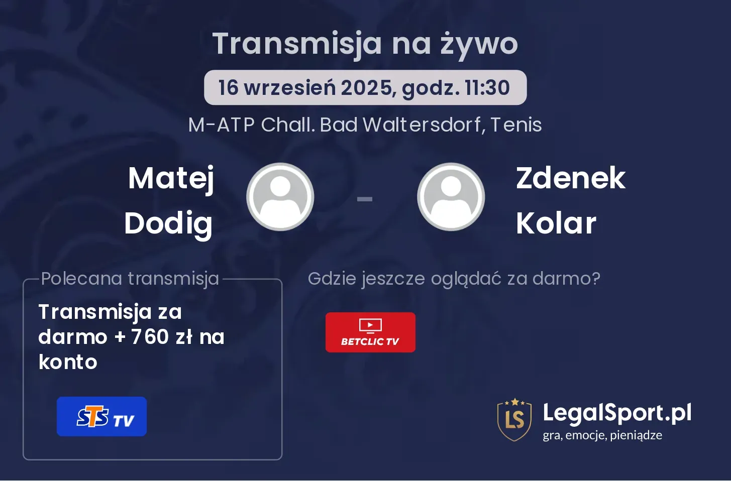 Matej Dodig - Zdenek Kolar transmisja na żywo
