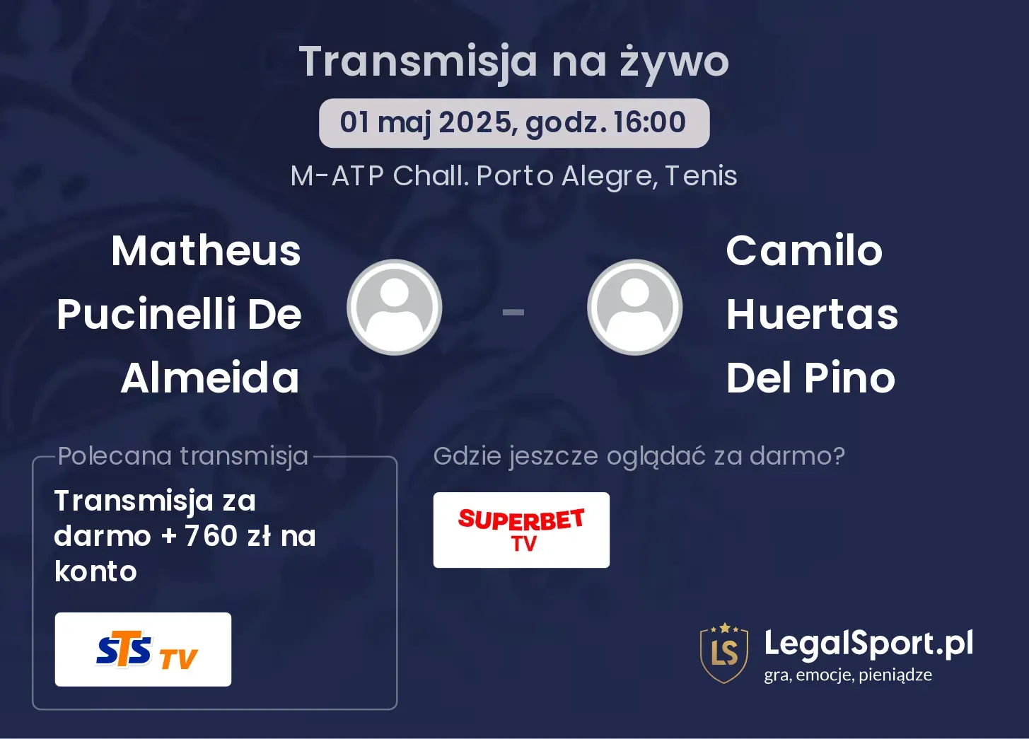 Matheus Pucinelli De Almeida - Camilo Huertas Del Pino transmisja na żywo