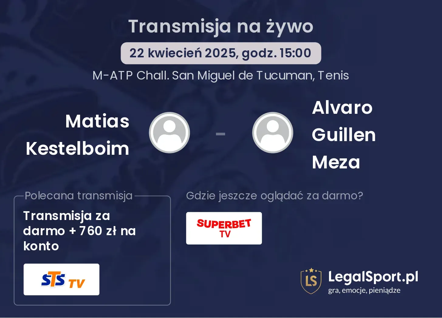 Matias Kestelboim - Alvaro Guillen Meza gdzie oglądać transmisję?