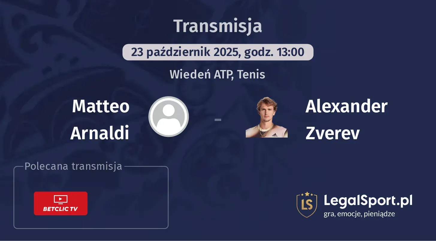 Matteo Arnaldi - Alexander Zverev Transmisje