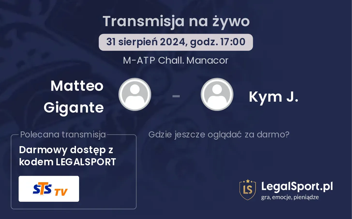 Matteo Gigante - Kym J. gdzie oglądać? 31.08, godz. 17:00