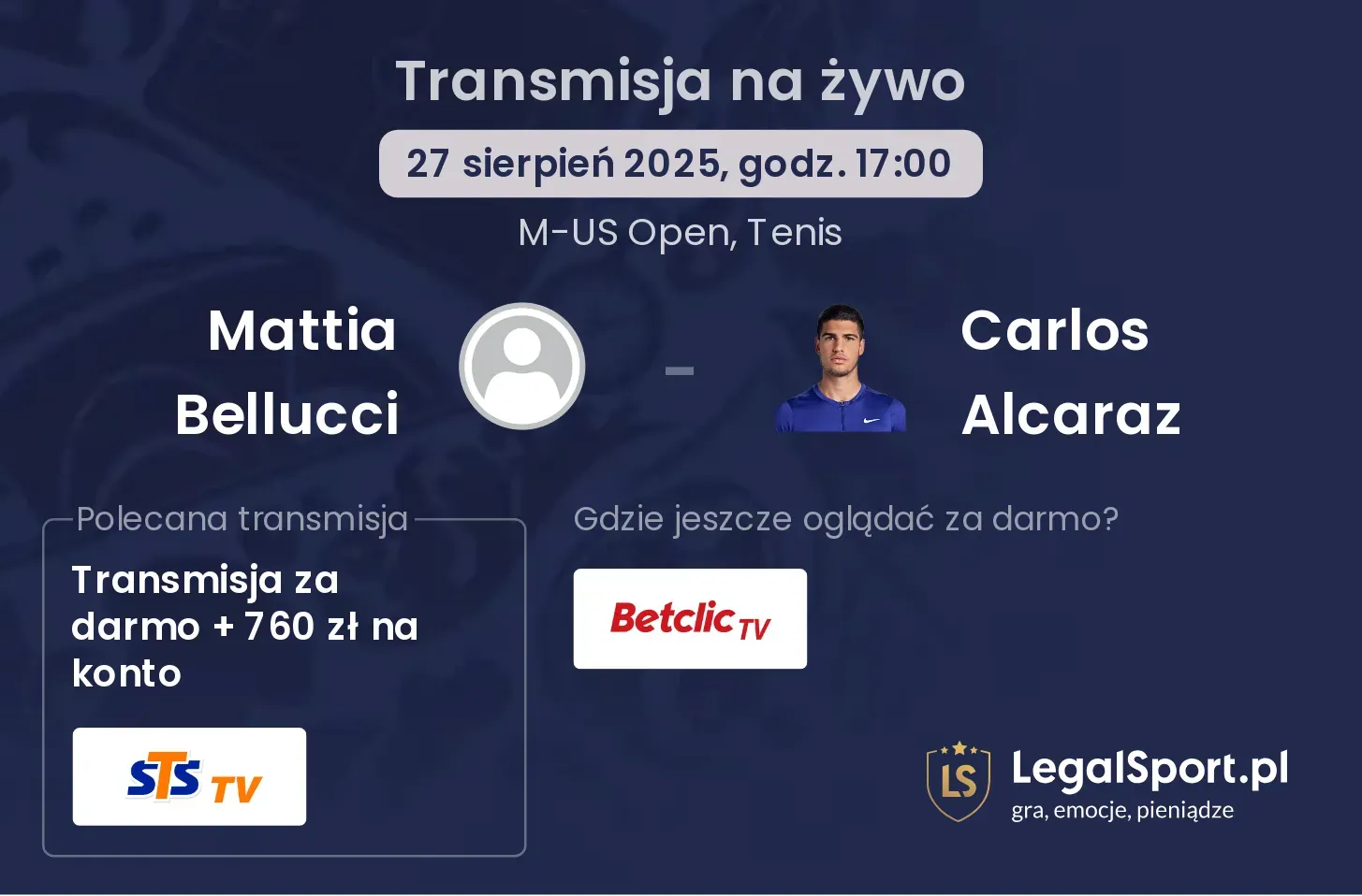 Mattia Bellucci - Carlos Alcaraz transmisja na żywo