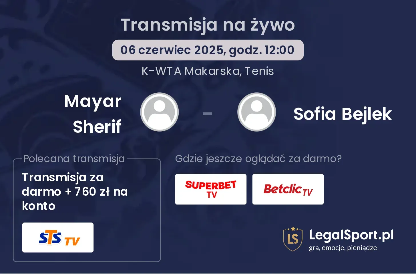 Mayar Sherif - Sofia Bejlek gdzie oglądać transmisję?