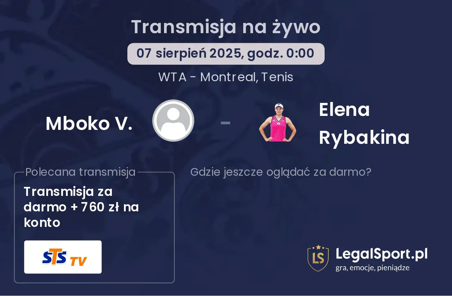 Mboko V. - Elena Rybakina gdzie oglądać?