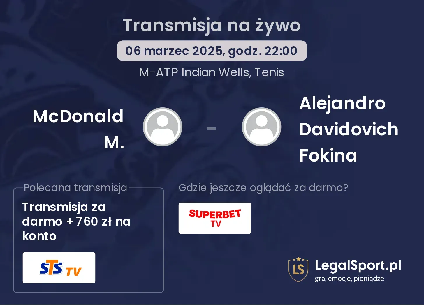 McDonald M. - Alejandro Davidovich Fokina gdzie oglądać?