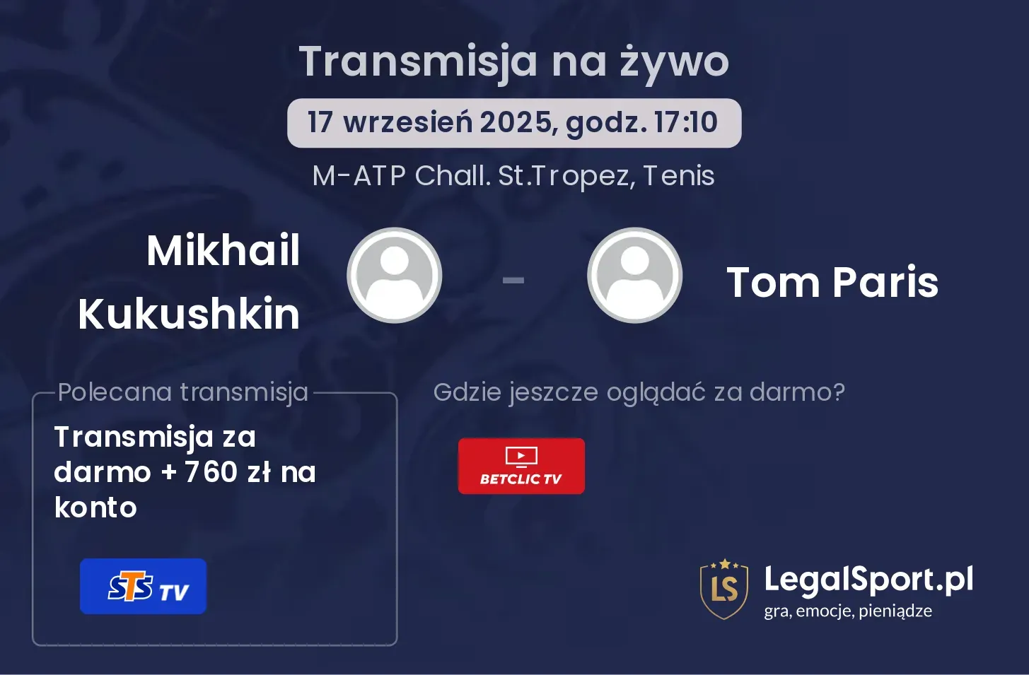 Mikhail Kukushkin - Tom Paris transmisja na żywo