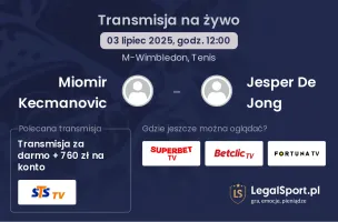Miomir Kecmanovic - Jesper De Jong gdzie oglądać?