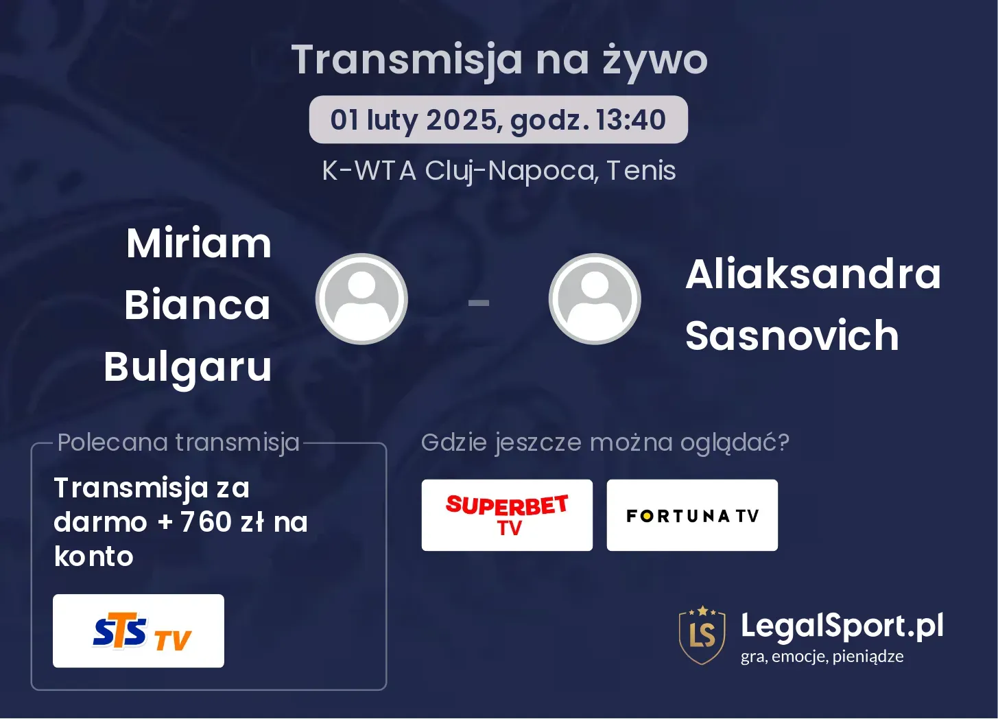 Miriam Bianca Bulgaru - Aliaksandra Sasnovich gdzie oglądać?