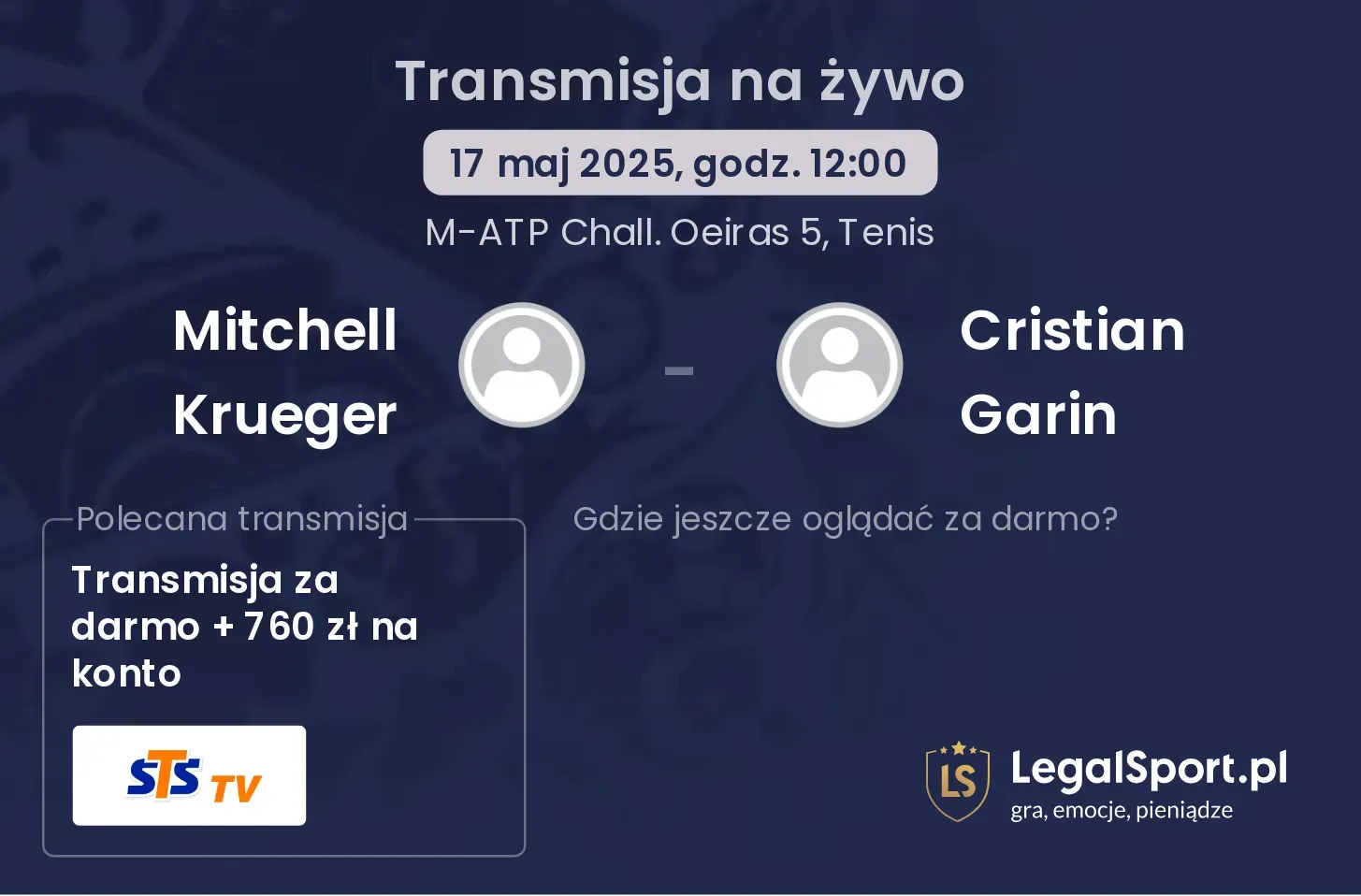 Mitchell Krueger - Cristian Garin transmisja na żywo