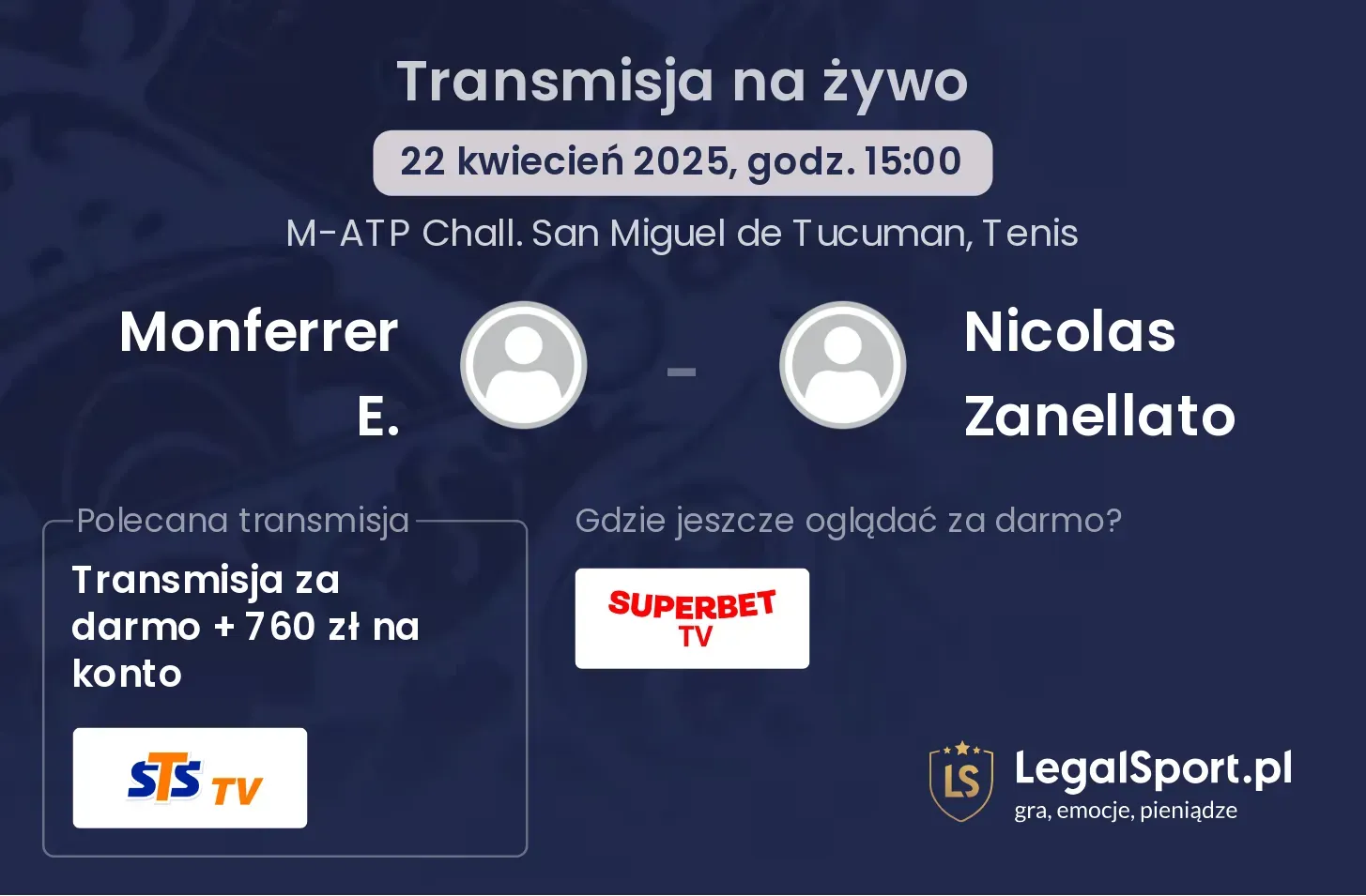 Monferrer E. - Nicolas Zanellato gdzie oglądać transmisję?