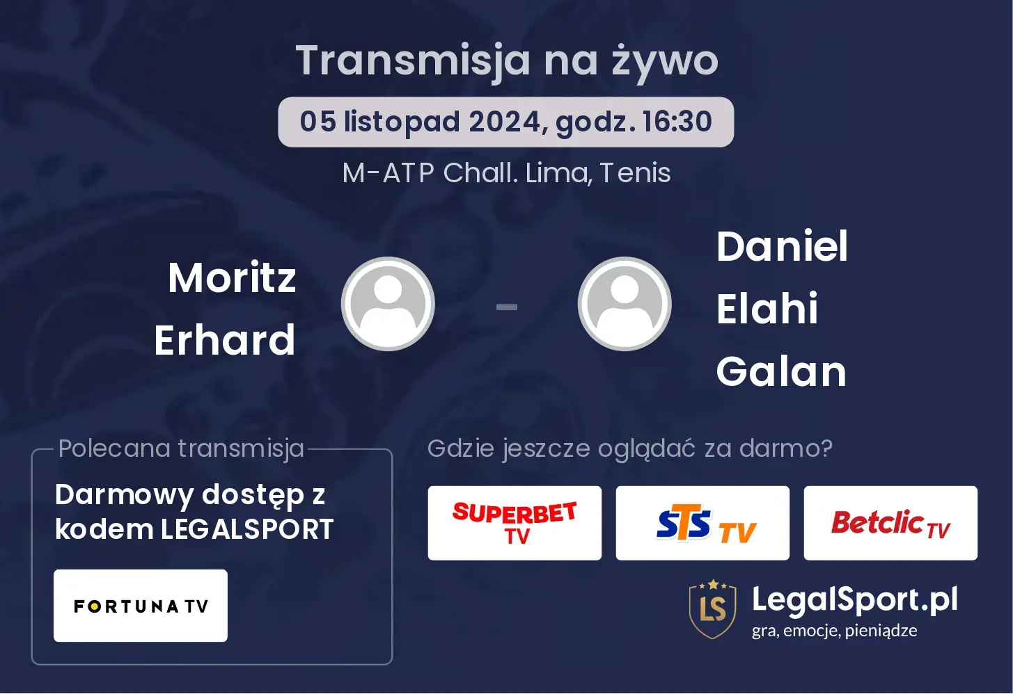 Moritz Erhard - Daniel Elahi Galan gdzie oglądać? 05.11, godz. 16:30