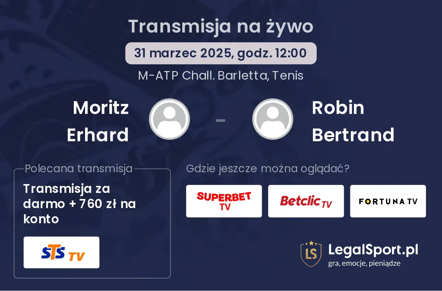 Moritz Erhard - Robin Bertrand gdzie oglądać transmisję?