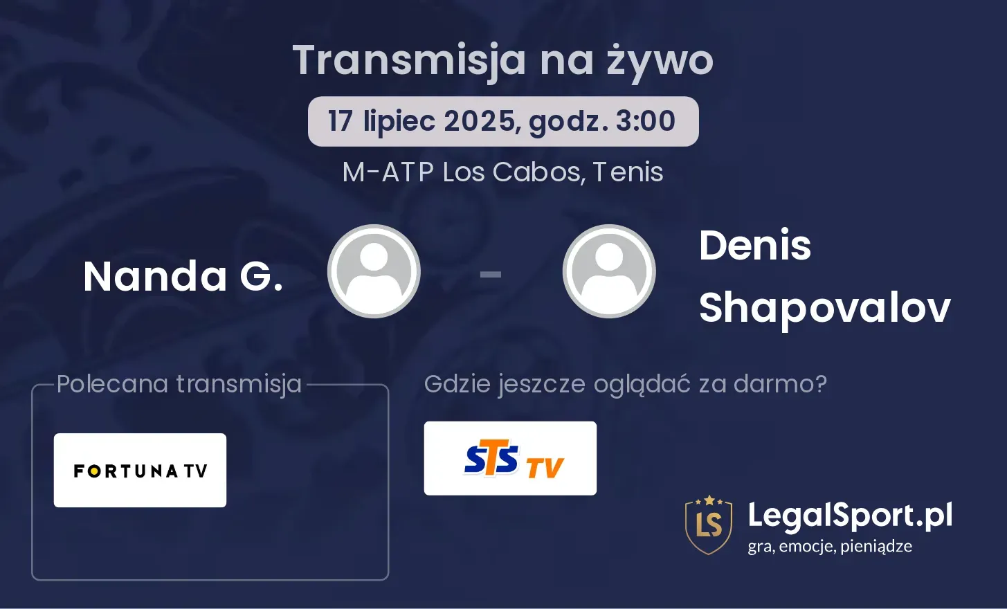 Nanda G. - Denis Shapovalov transmisja na żywo