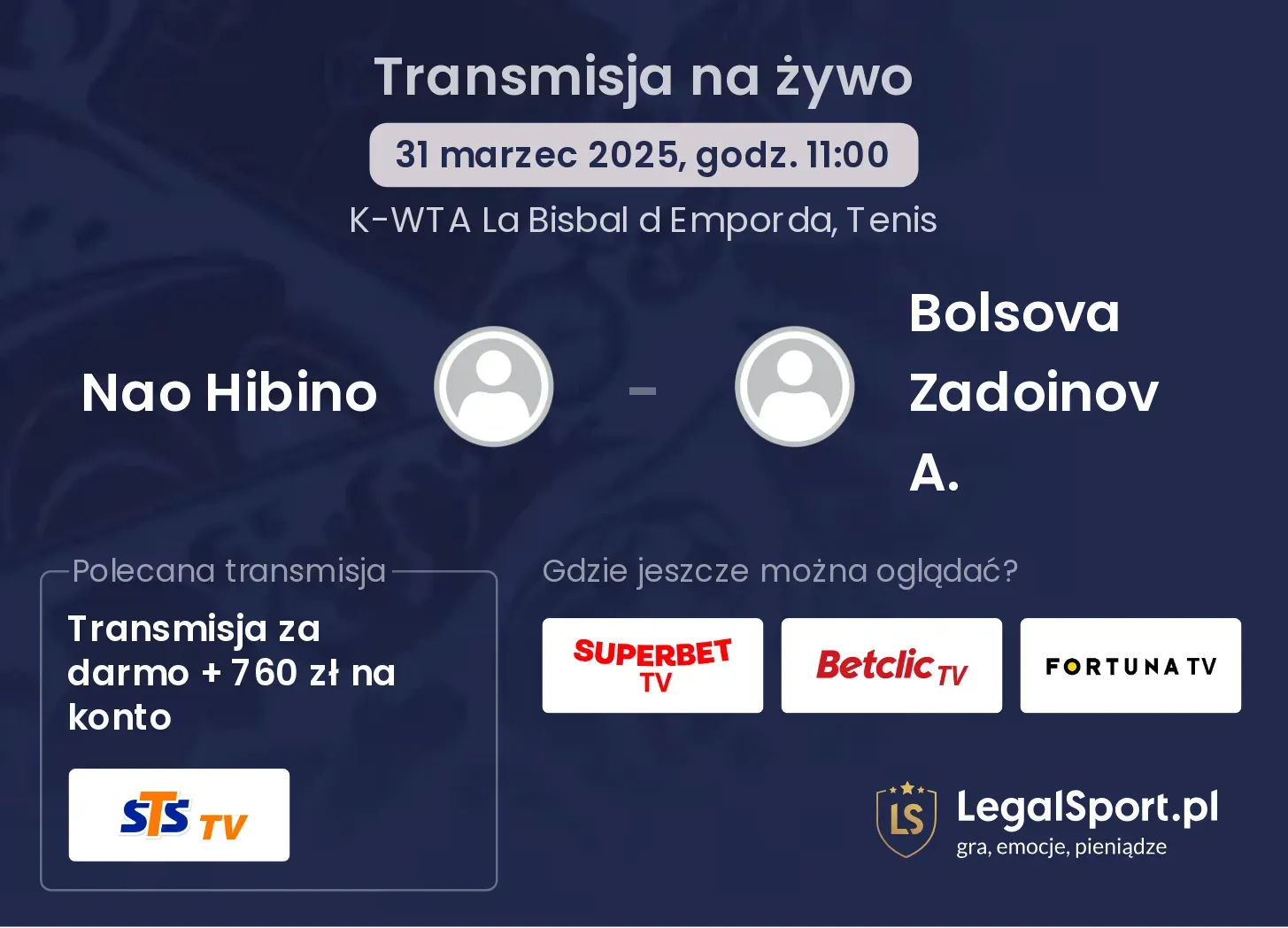 Nao Hibino - Bolsova Zadoinov A. gdzie oglądać transmisję?