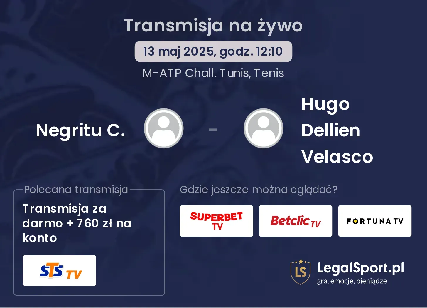 Negritu C. - Hugo Dellien Velasco transmisja na żywo