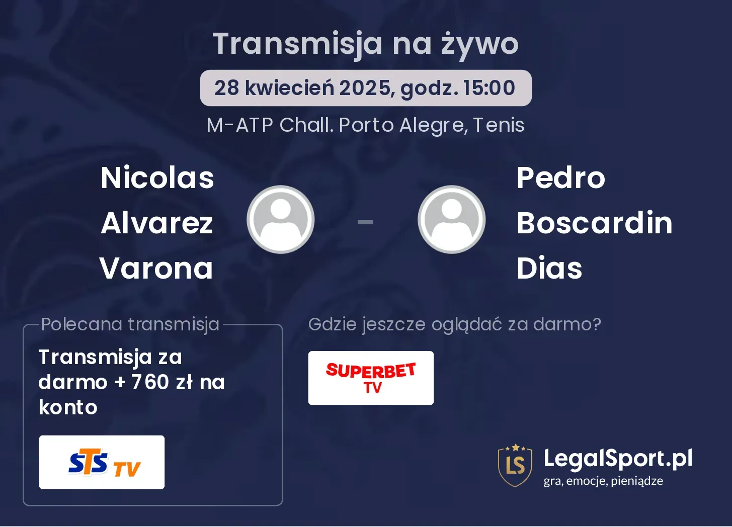 Nicolas Alvarez Varona - Pedro Boscardin Dias transmisja na żywo