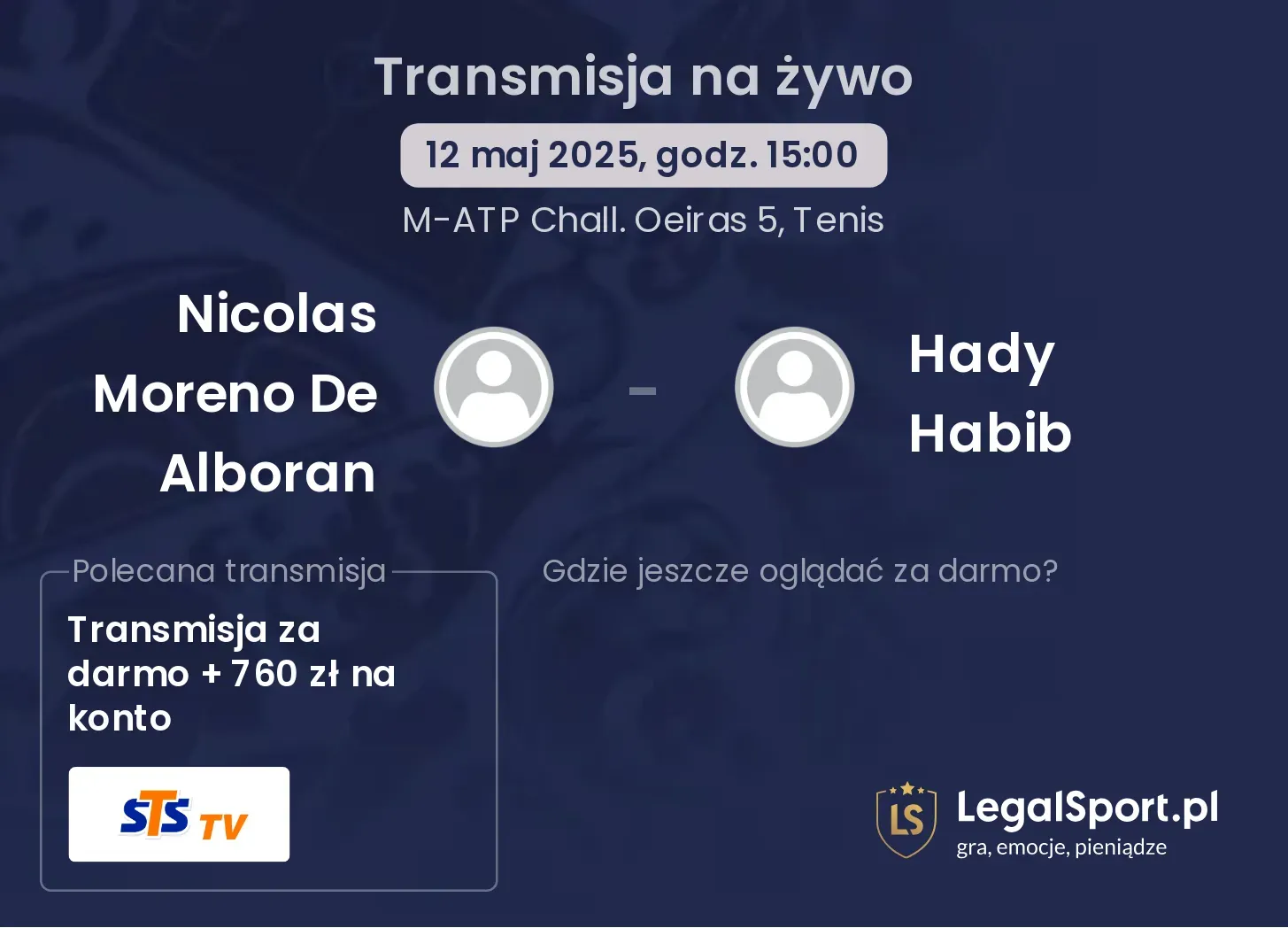 Nicolas Moreno De Alboran - Hady Habib gdzie oglądać transmisję?