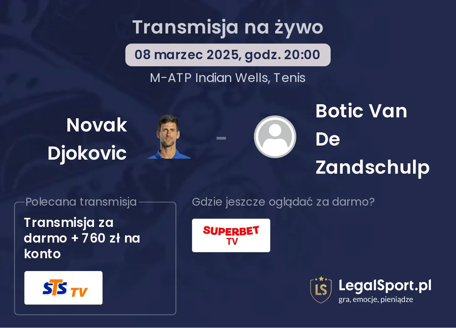 Novak Djokovic - Botic Van De Zandschulp gdzie oglądać?