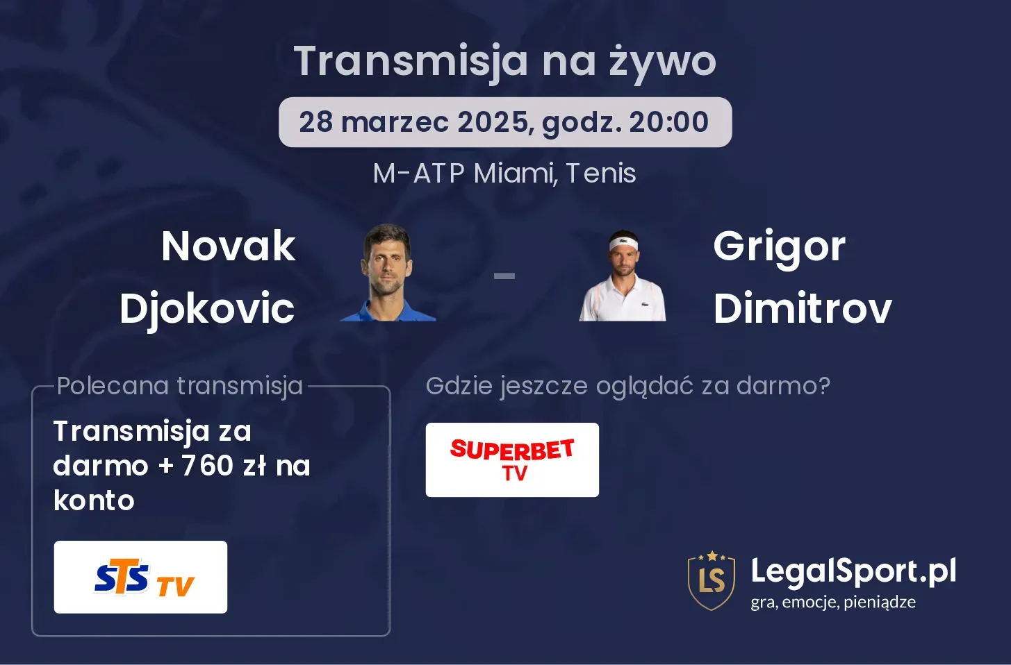 Novak Djokovic - Grigor Dimitrov gdzie oglądać transmisję?