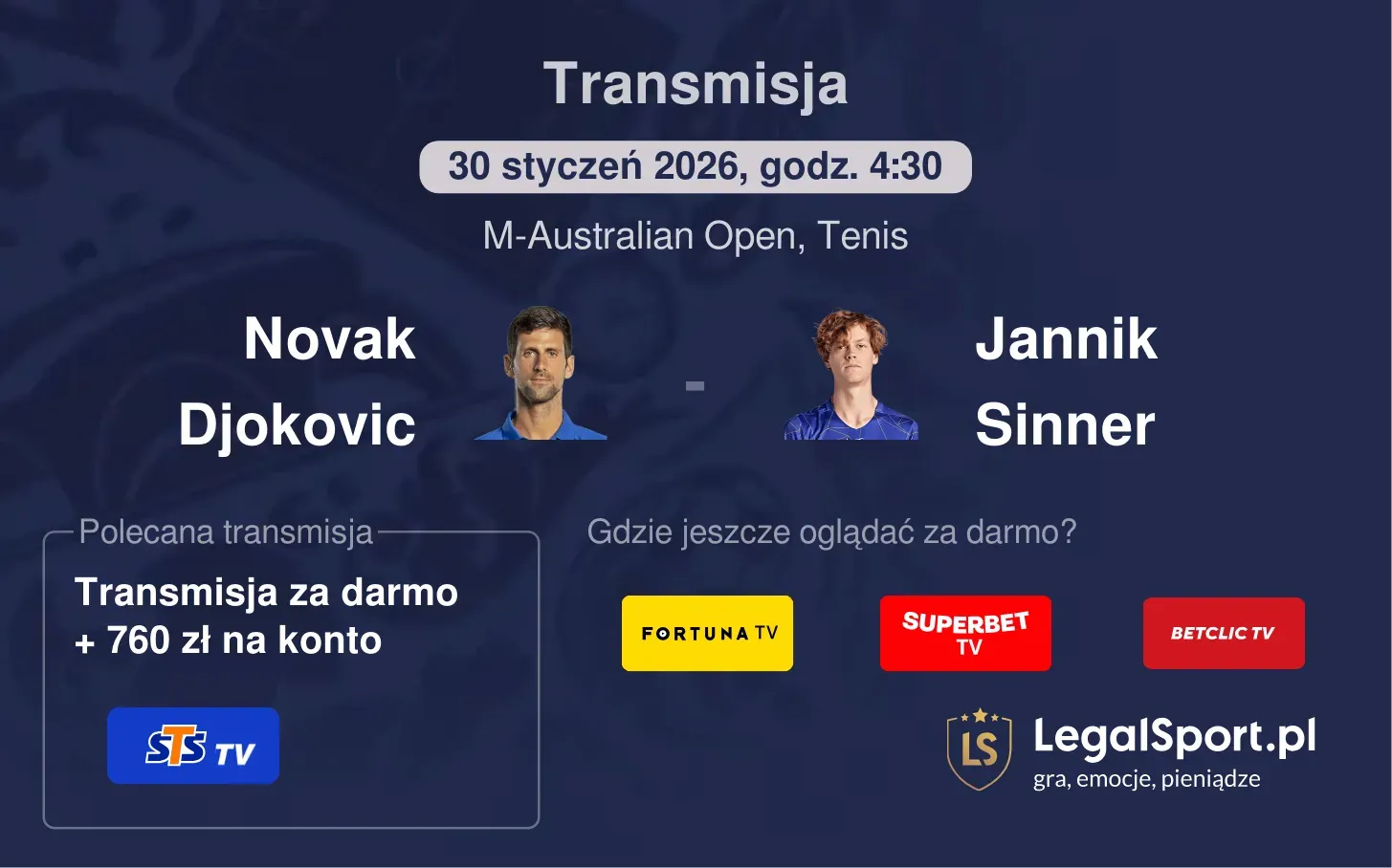 Novak Djokovic - Jannik Sinner Transmisje