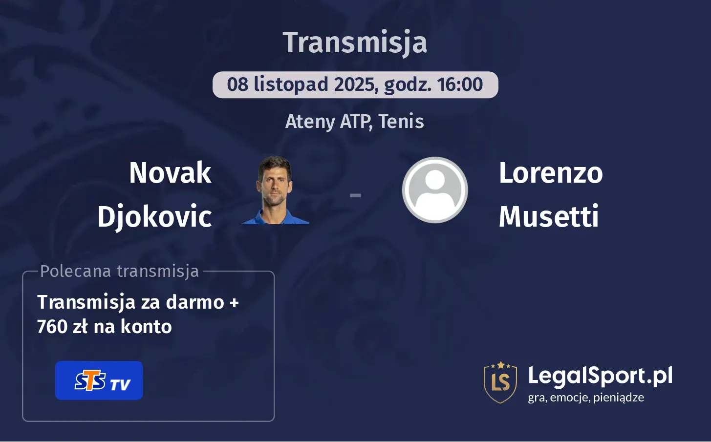 Novak Djokovic - Lorenzo Musetti Transmisje
