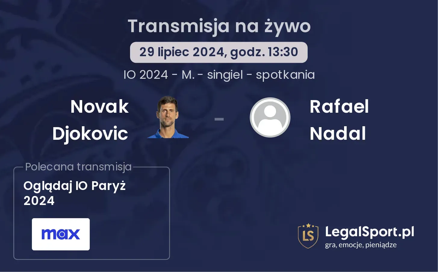 Novak Djokovic - Rafael Nadal gdzie oglądać? 29.07, godz. 13:30