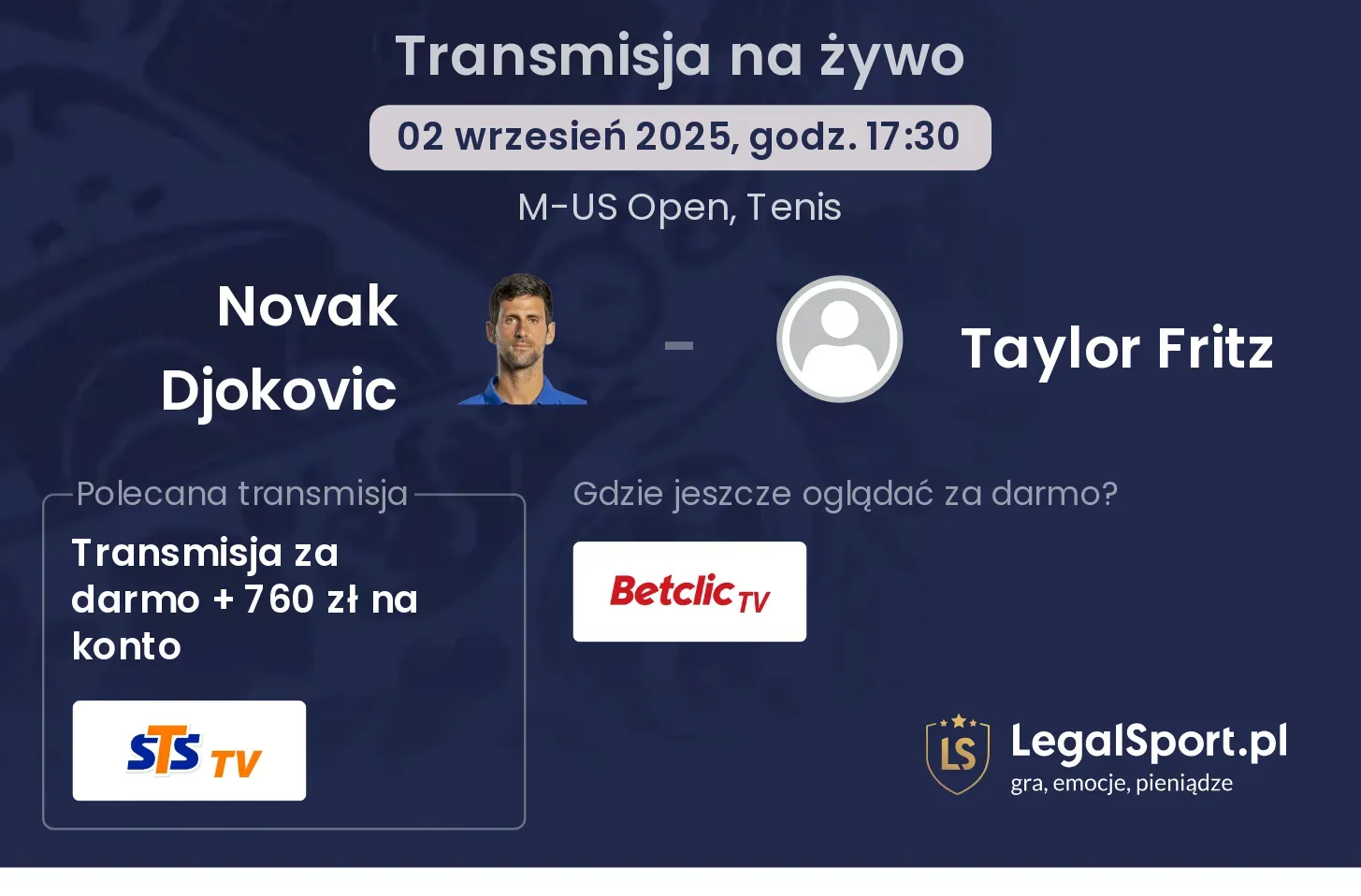 Novak Djokovic - Taylor Fritz gdzie oglądać?