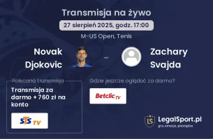Novak Djokovic - Zachary Svajda gdzie oglądać?