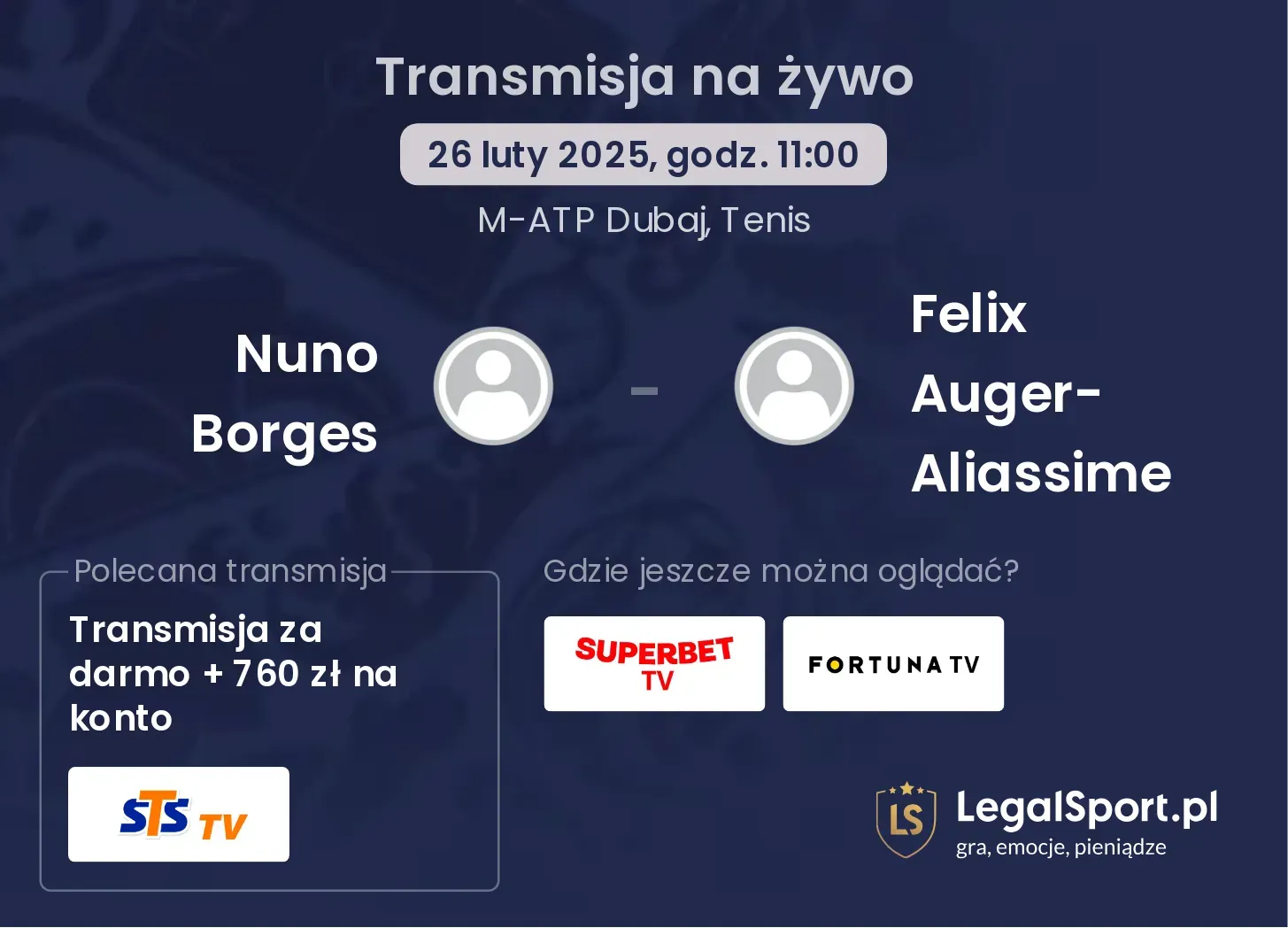Nuno Borges - Felix Auger-Aliassime gdzie oglądać transmisję?