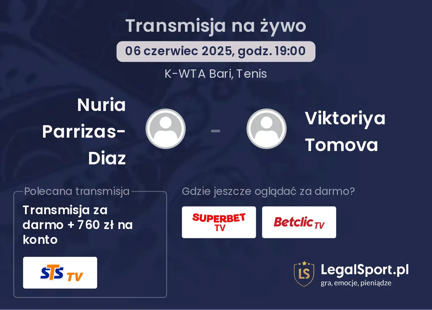 Nuria Parrizas-Diaz - Viktoriya Tomova gdzie oglądać transmisję?