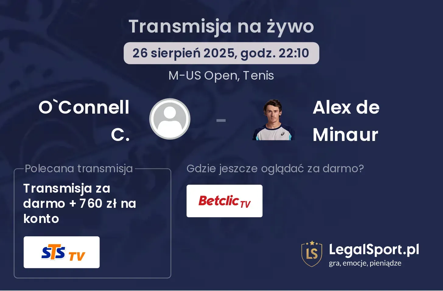 O`Connell C. - Alex de Minaur gdzie oglądać?