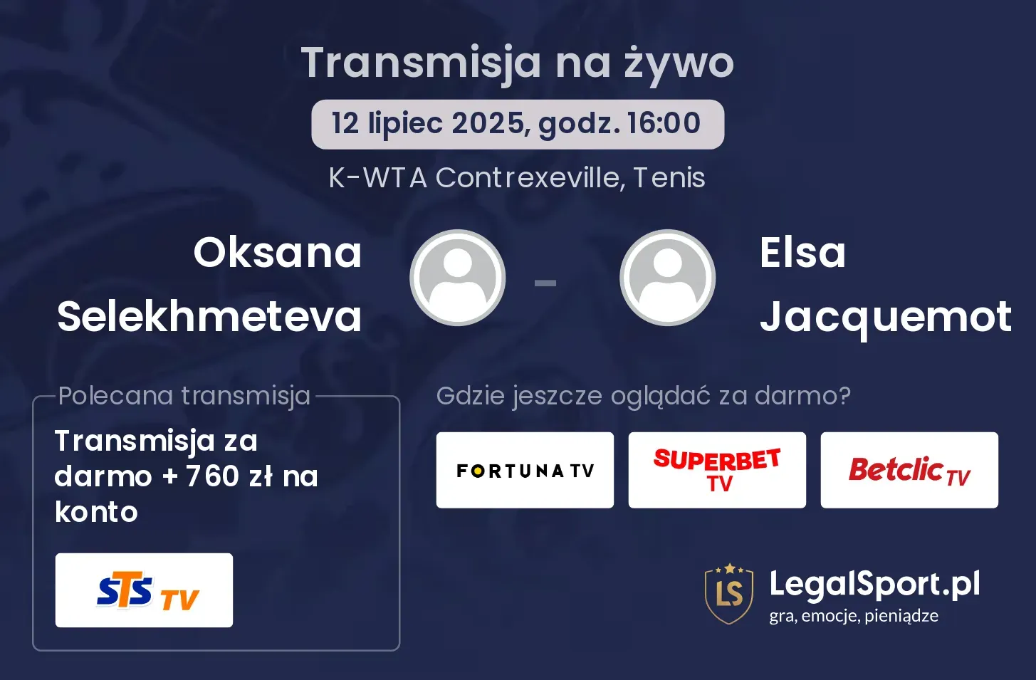 Oksana Selekhmeteva - Elsa Jacquemot transmisja na żywo