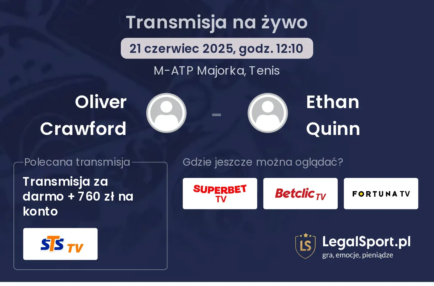 Oliver Crawford - Ethan Quinn transmisja na żywo