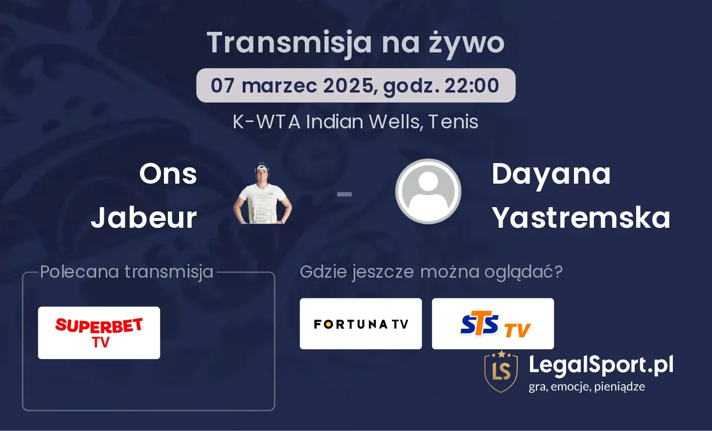 Ons Jabeur - Dayana Yastremska gdzie oglądać?