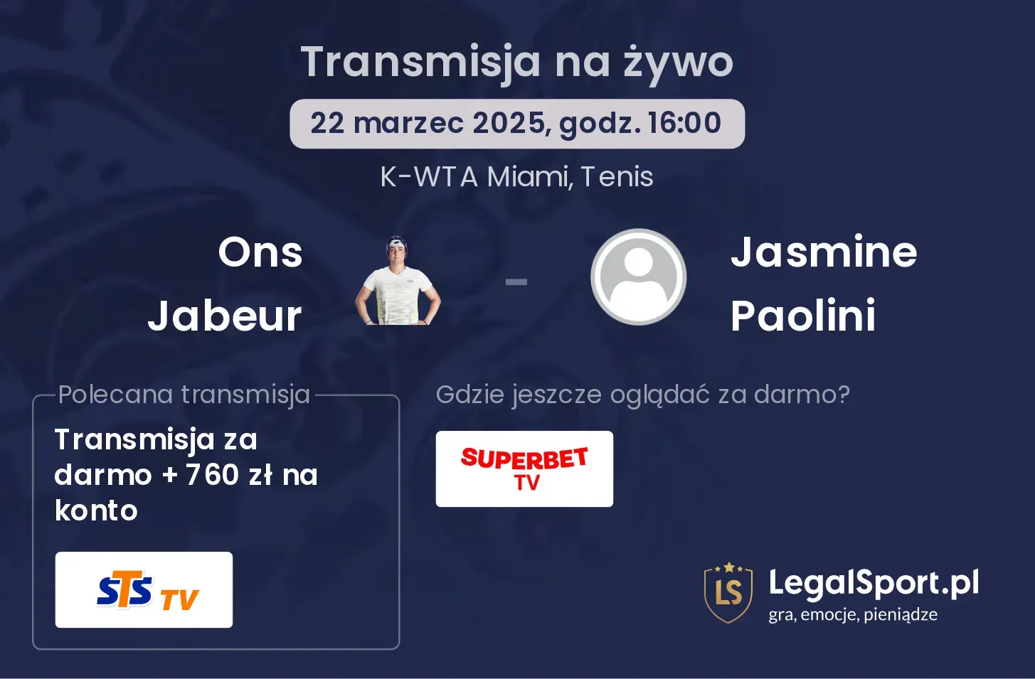 Ons Jabeur - Jasmine Paolini gdzie oglądać transmisję?
