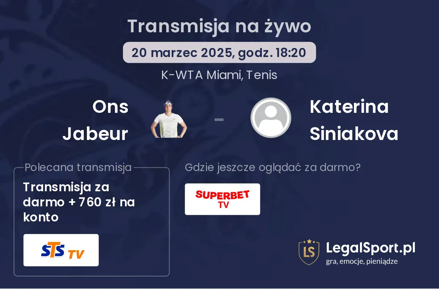 Ons Jabeur - Katerina Siniakova transmisja na żywo