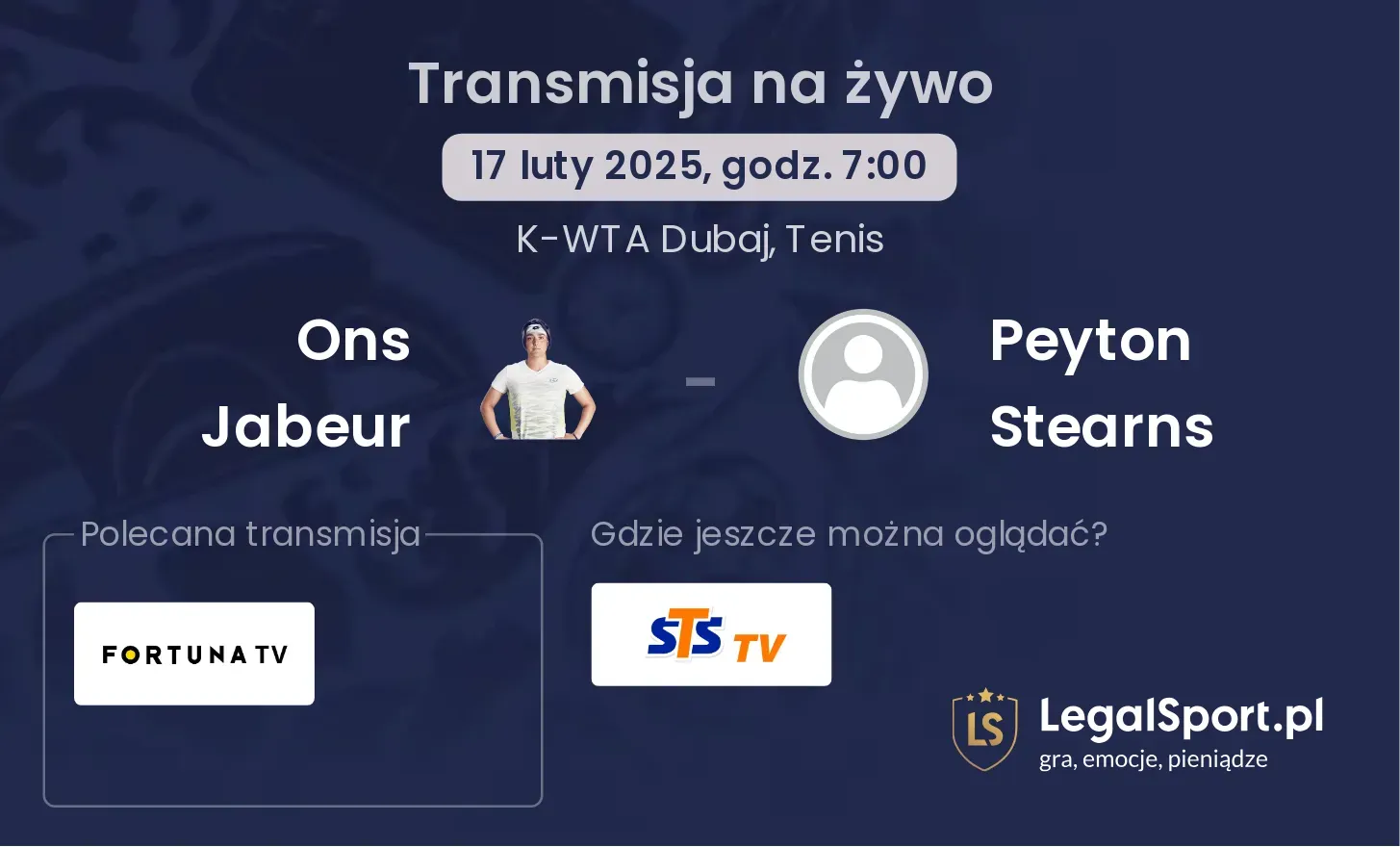 Ons Jabeur - Peyton Stearns gdzie oglądać?