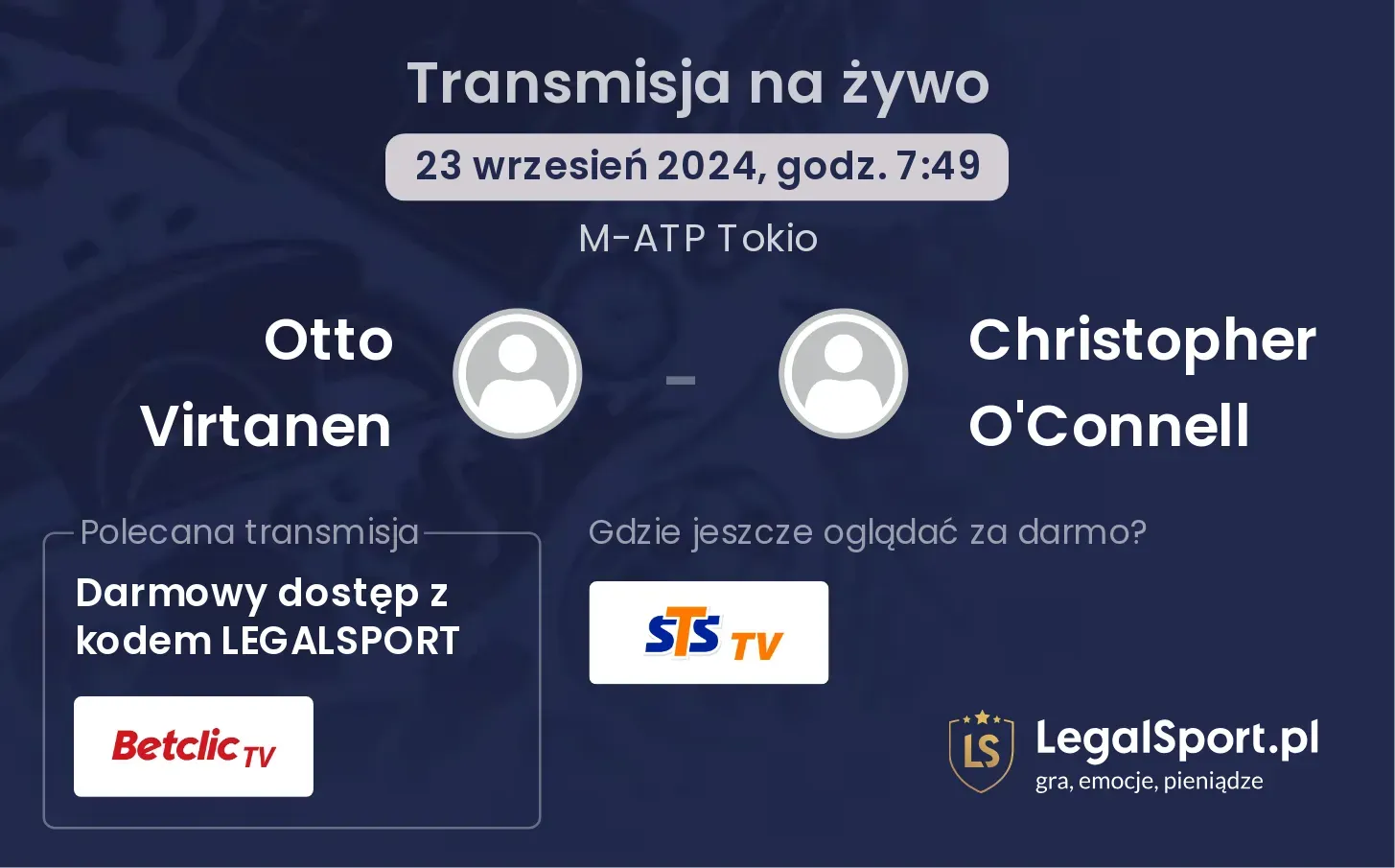Otto Virtanen - Christopher O'Connell gdzie oglądać? 23.09, godz. 07:49