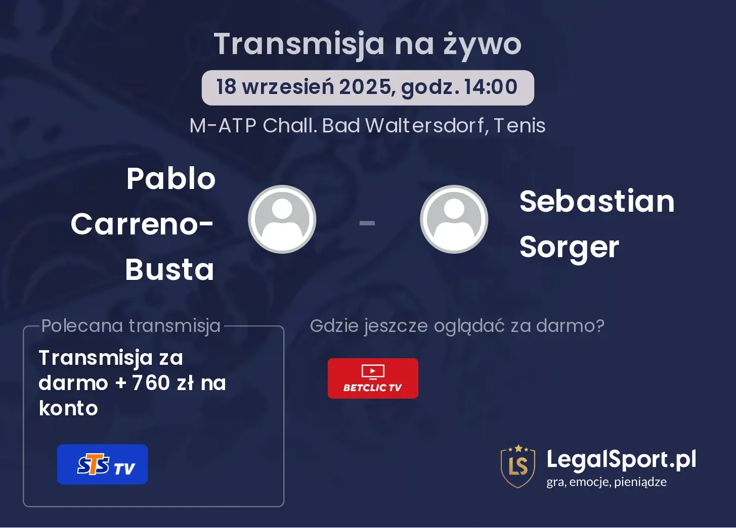 Pablo Carreno-Busta - Sebastian Sorger transmisja na żywo