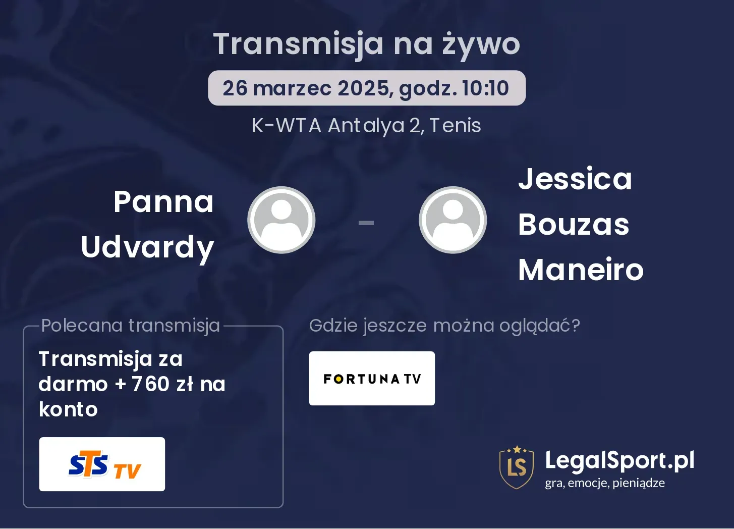 Panna Udvardy - Jessica Bouzas Maneiro gdzie oglądać transmisję?