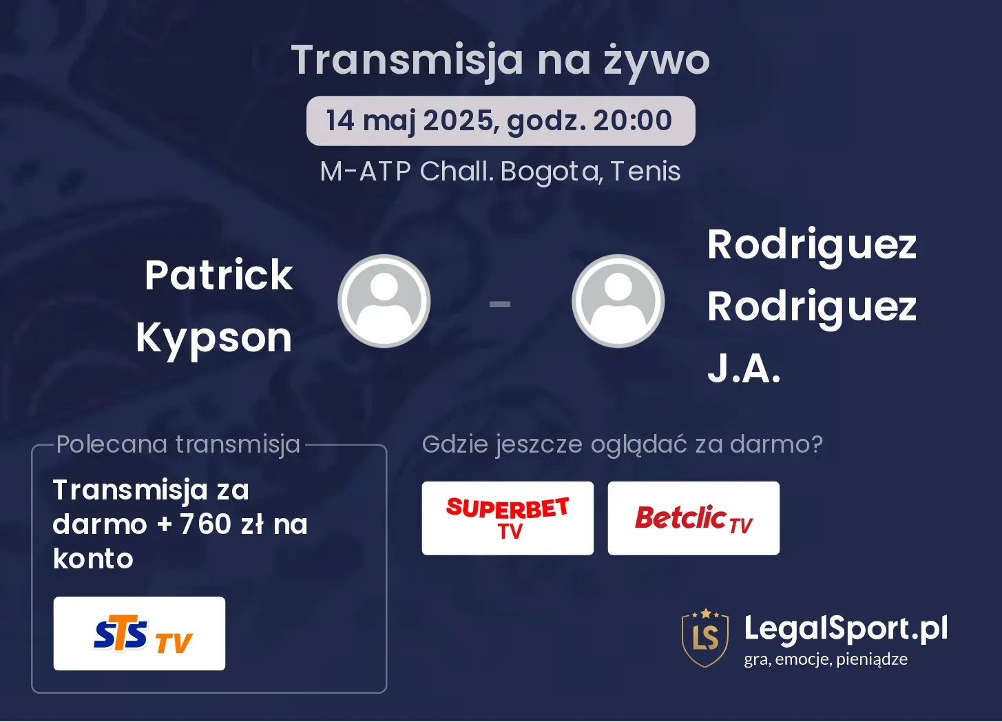 Patrick Kypson - Rodriguez Rodriguez J.A. transmisja na żywo