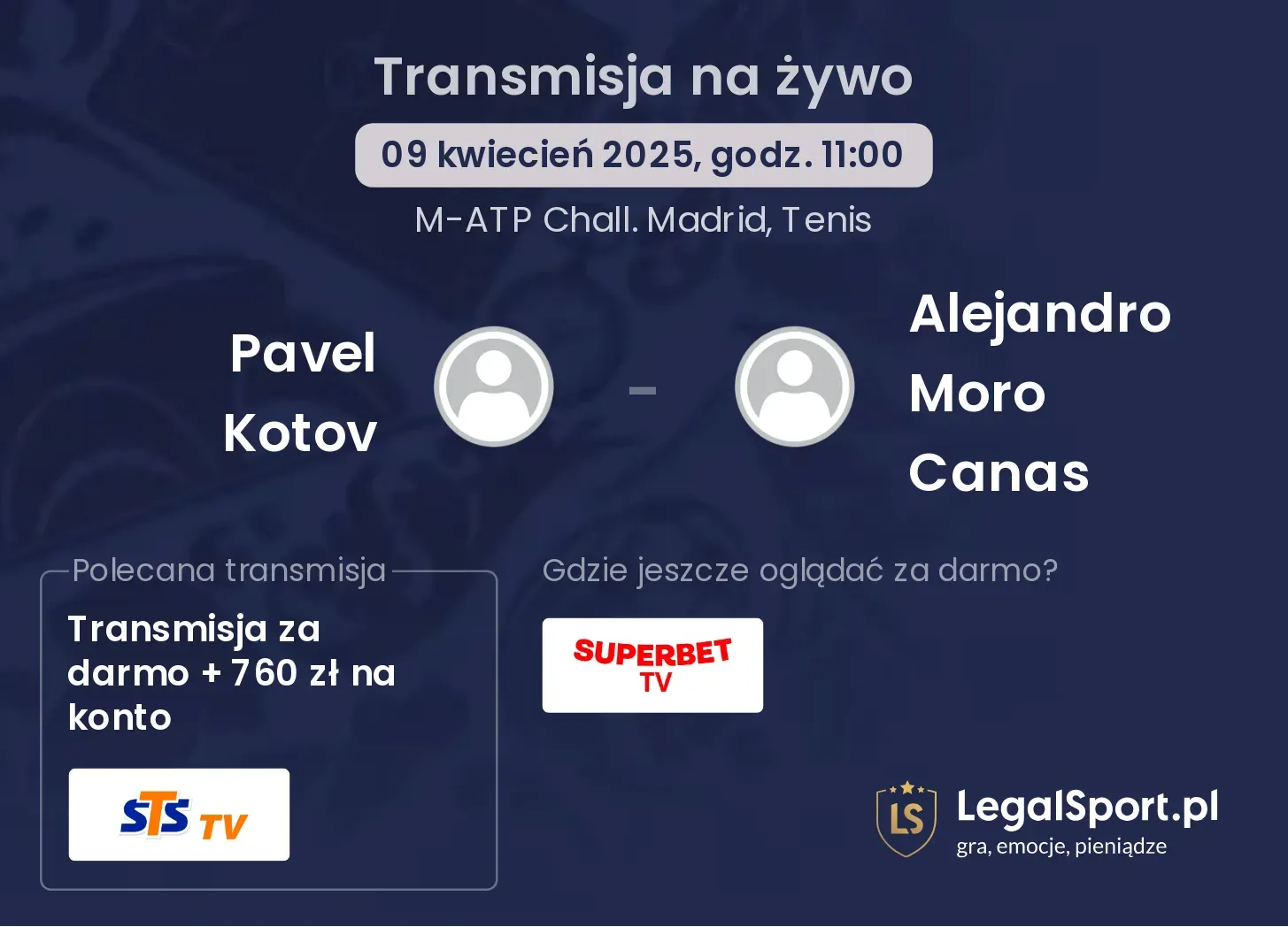 Pavel Kotov - Alejandro Moro Canas gdzie oglądać transmisję?